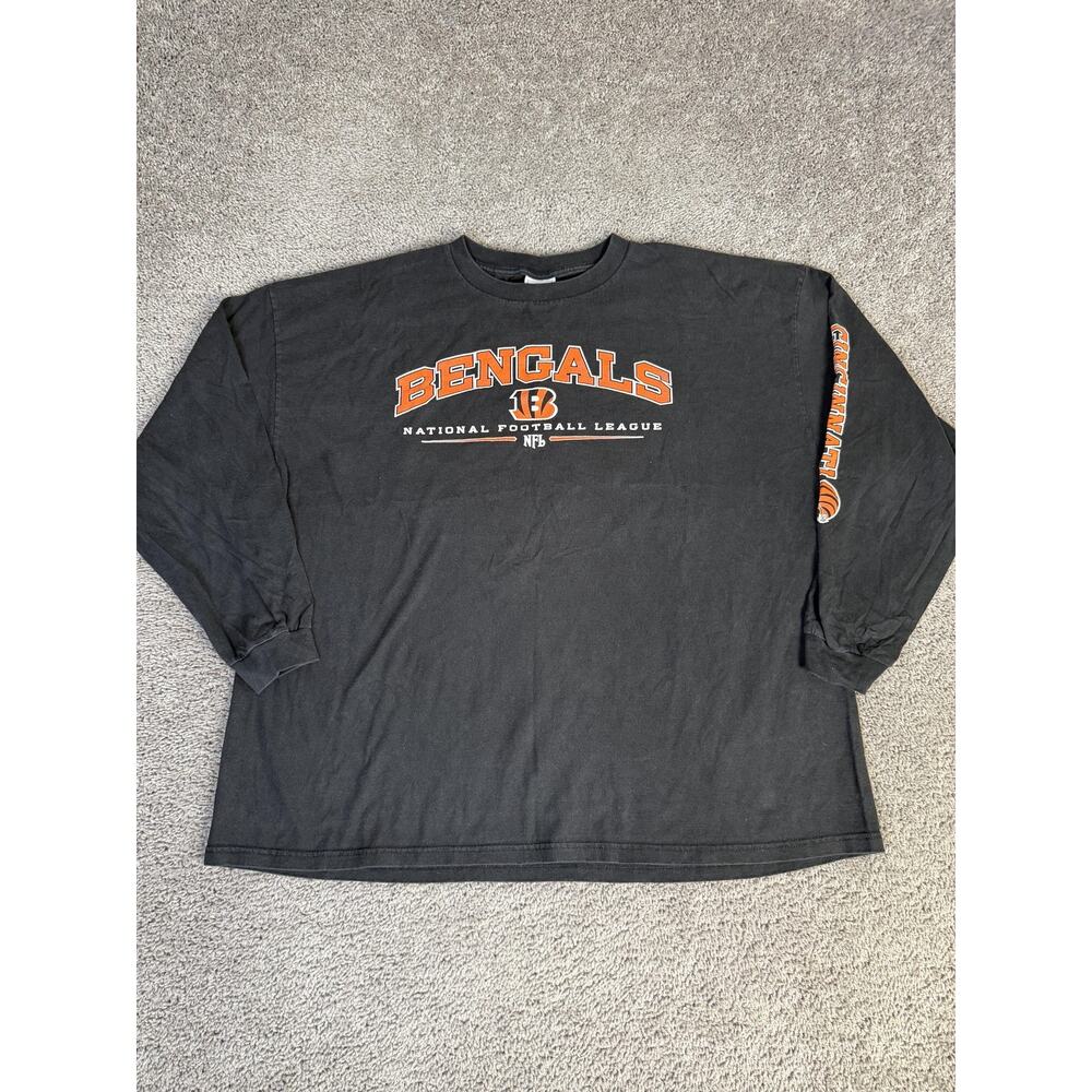 Cincinnati Bengals Shirt Mens 4XL Black Orange Football Long Sleeve NFL